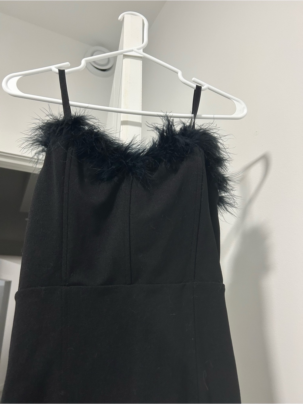 Black Feather-Trim Slip Dress for Girls